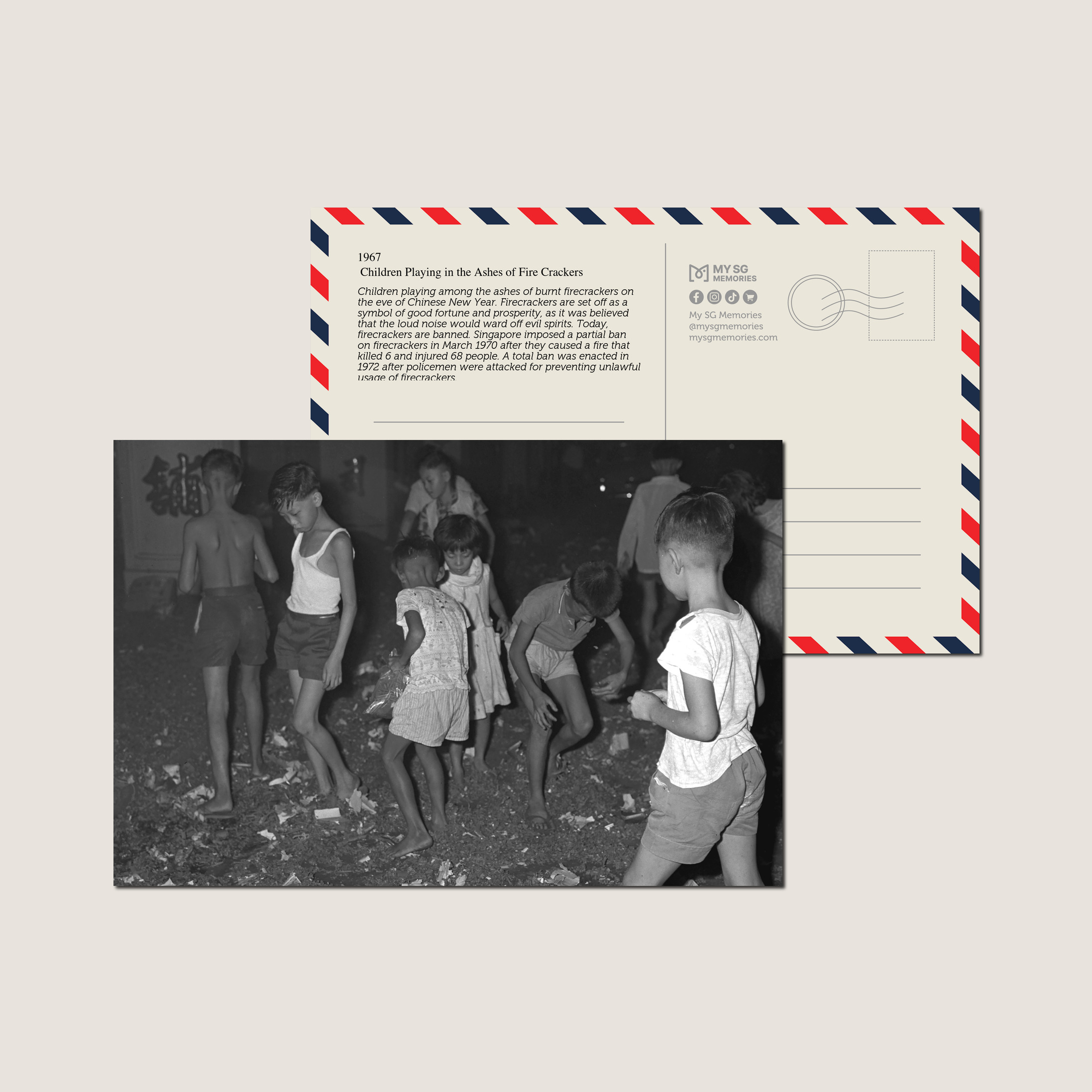 Children Playing in the Ashes of Fire Crackers 1967-My Sg Memories
