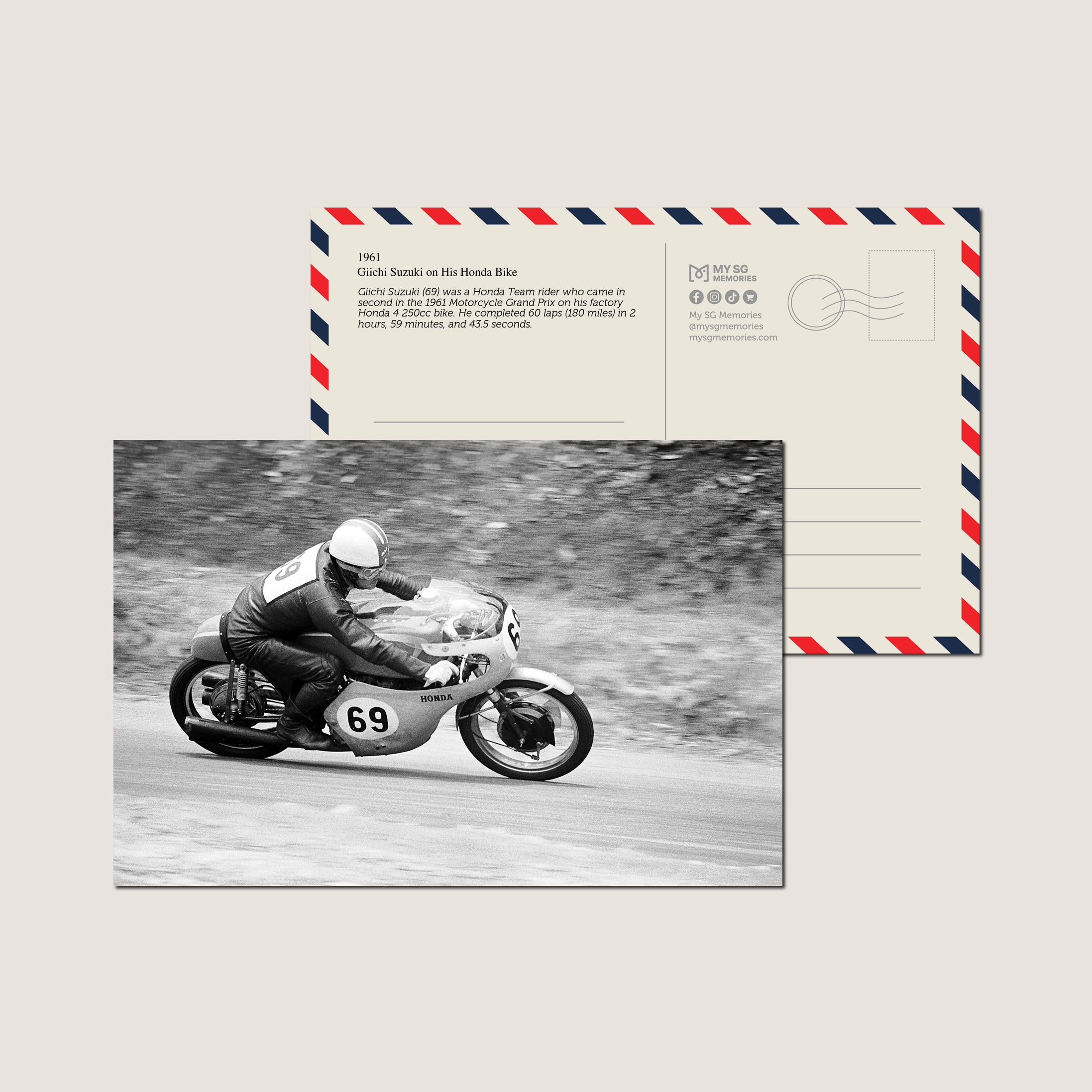 Giichi Suzuki on His Honda Bike 1961-My Sg Memories