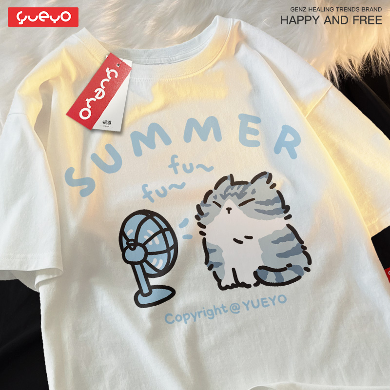 趣味印花 · 「吹風英短」潮牌中性風T卹