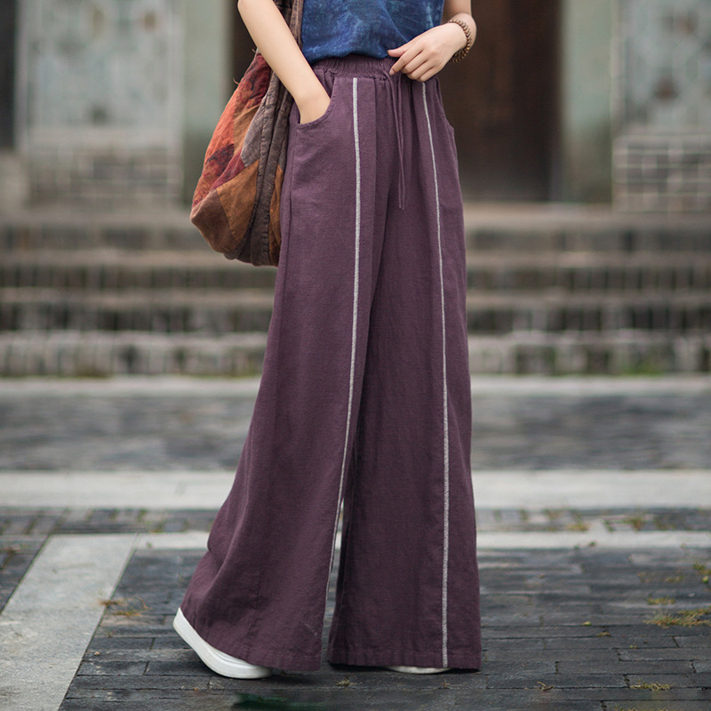 戶外休閒 · 「單條紋」寬鬆顯瘦闊腿褲