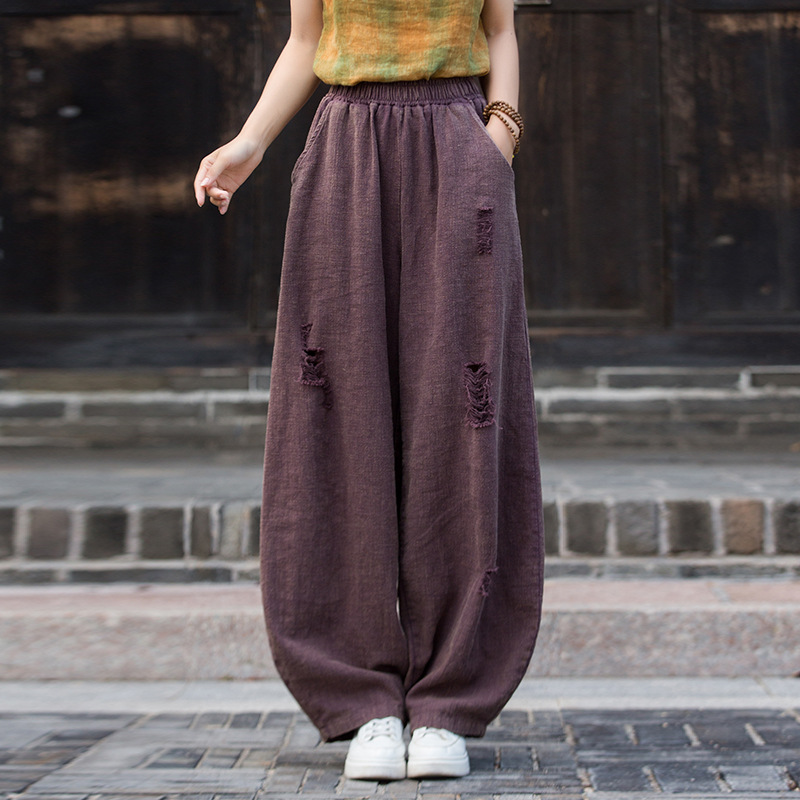 個性小眾 · 「破洞褲」炒色砂洗流浪風燈籠褲