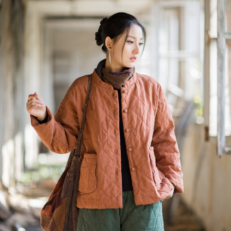 休閒必備 · 「菱格棉衣」夾棉絎縫盤扣外套