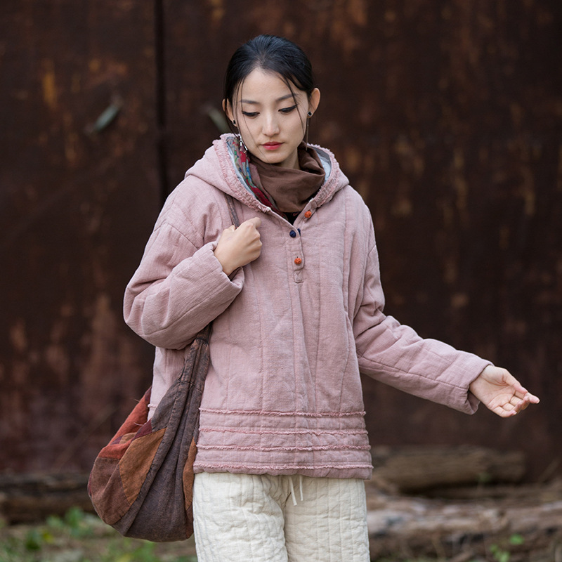 輕盈蓬鬆 · 「磨毛棉服」文藝復古休閒連帽棉衣