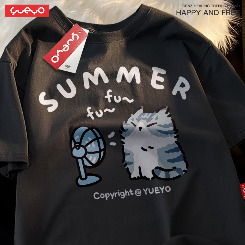 趣味印花 · 「吹風英短」潮牌中性風T卹