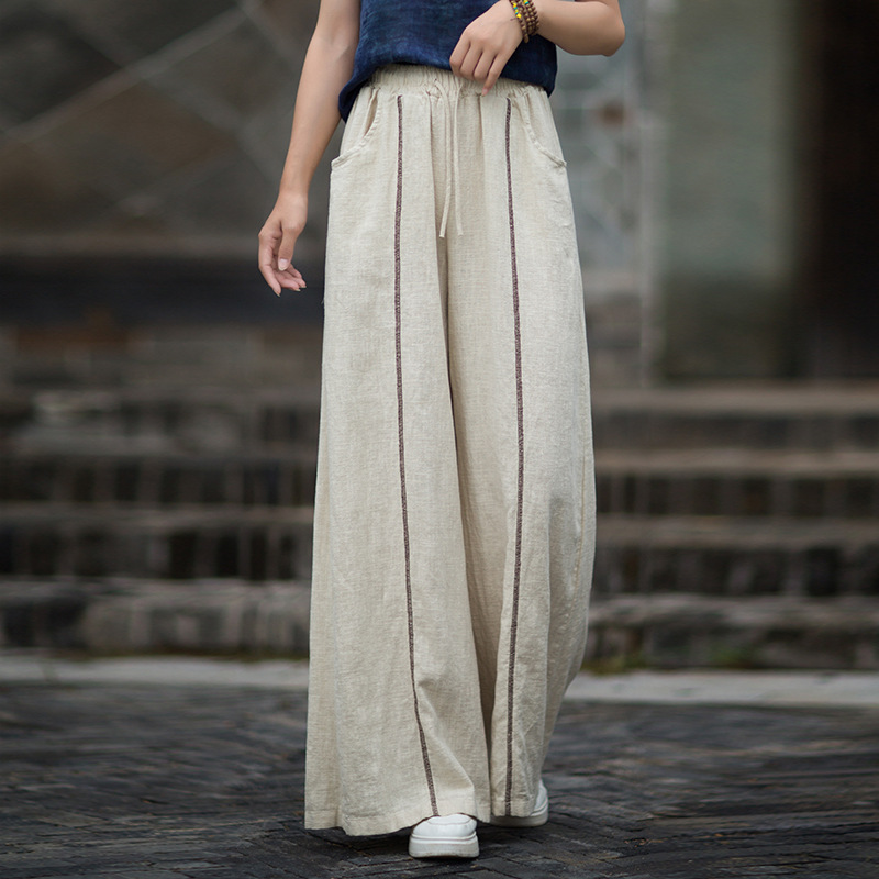 戶外休閒 · 「單條紋」寬鬆顯瘦闊腿褲