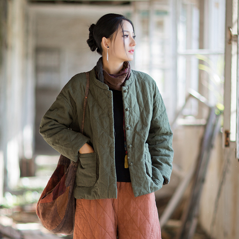 休閒必備 · 「菱格棉衣」夾棉絎縫盤扣外套