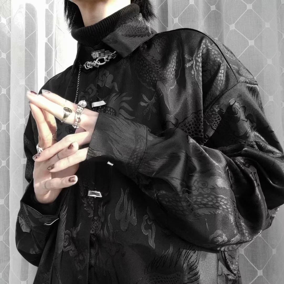 龍紋古風 · 「痞帥唐裝」休閒寬鬆男士長袖襯衫