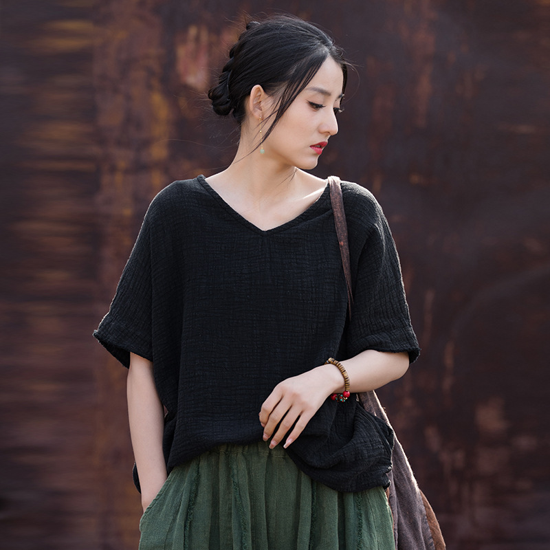 時尚文藝 · 「顯瘦T卹」雙層竹節炒色上衣