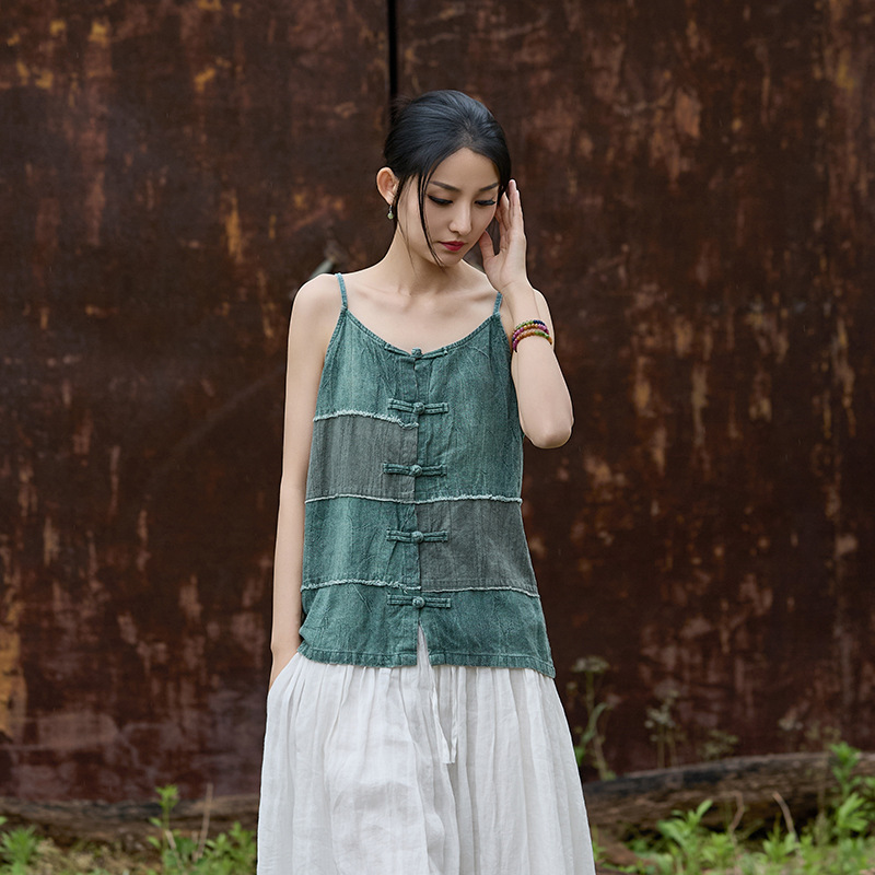 清涼百搭 · 「個性背心」拼接設計女吊帶