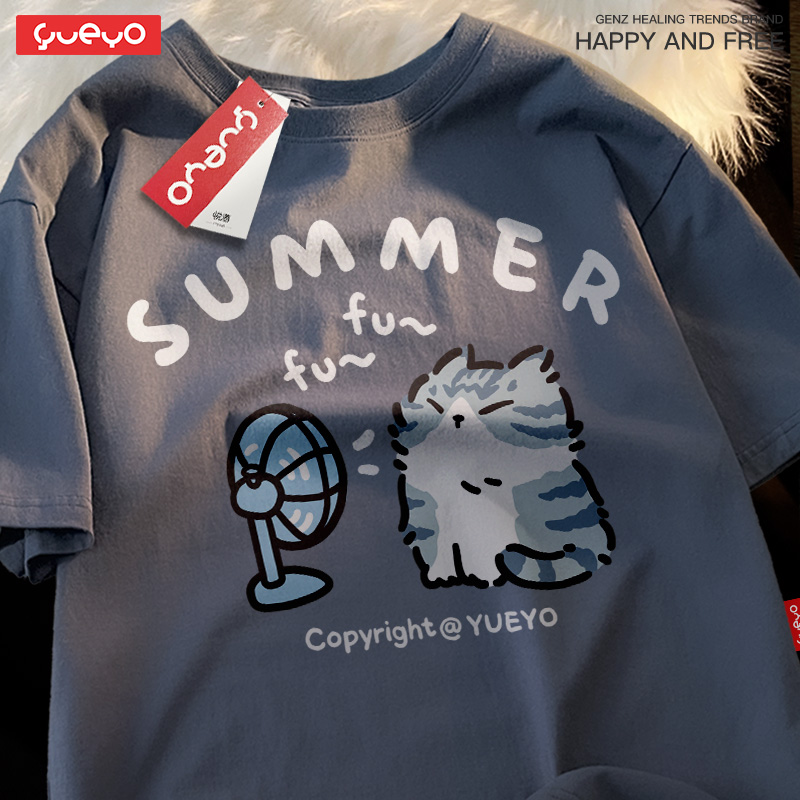 趣味印花 · 「吹風英短」潮牌中性風T卹