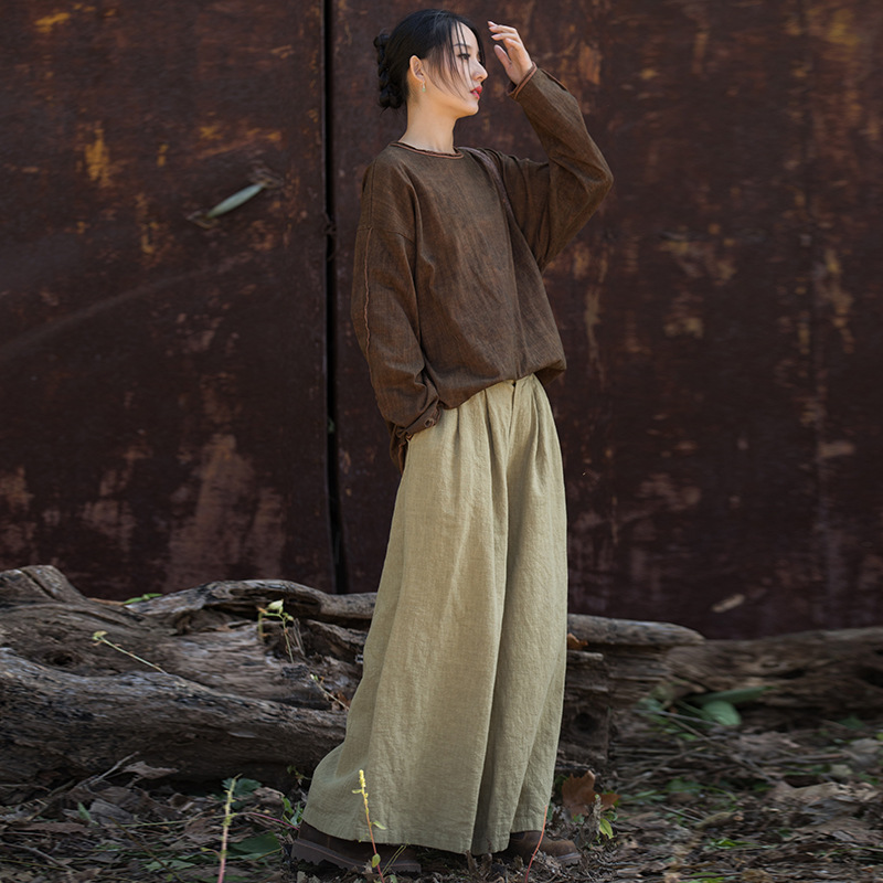 夏日文藝 · 「寬鬆亞麻衫」文藝大尺寸顯瘦百搭設計感T卹