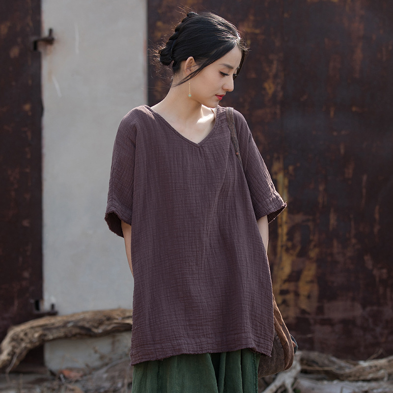 時尚文藝 · 「顯瘦T卹」雙層竹節炒色上衣