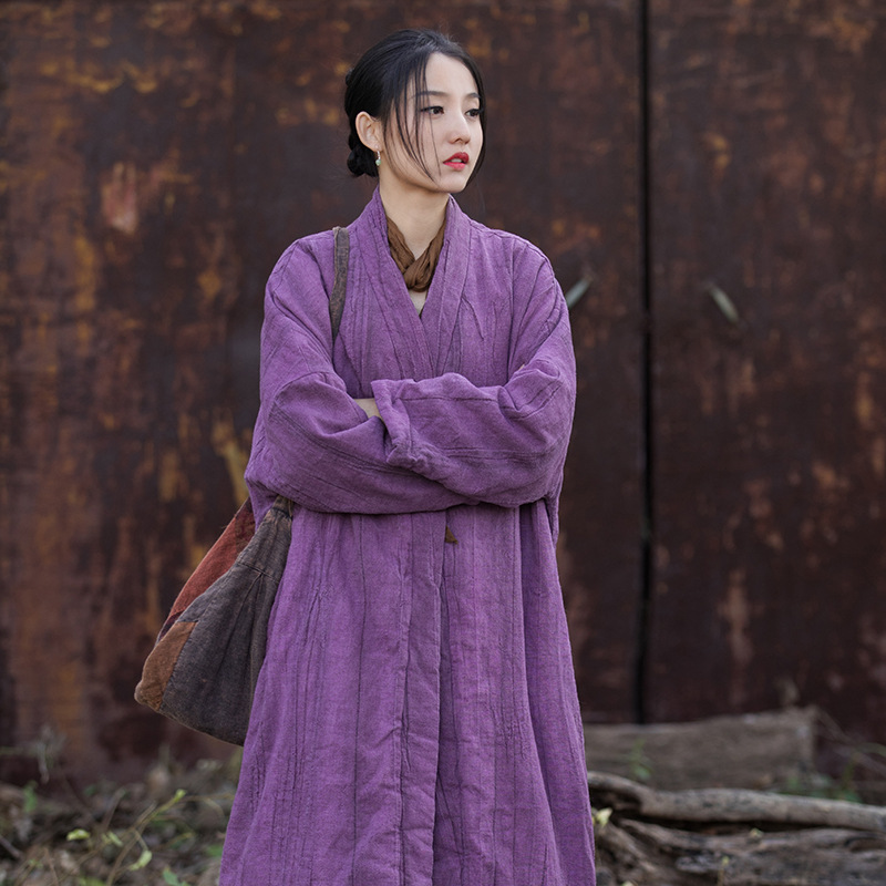 手工紮染 · 「文藝棉服」夾棉加厚禪意長外套