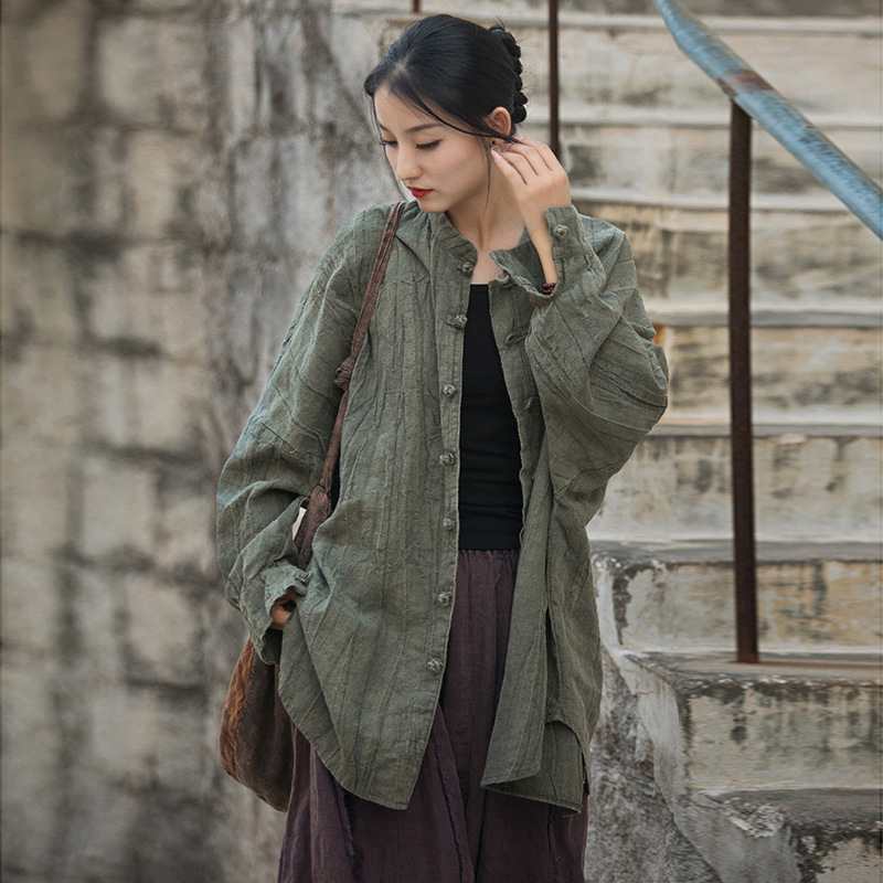 禪意灑脫 · 「茶服外套」紮染做舊砂洗旅拍開襟衫
