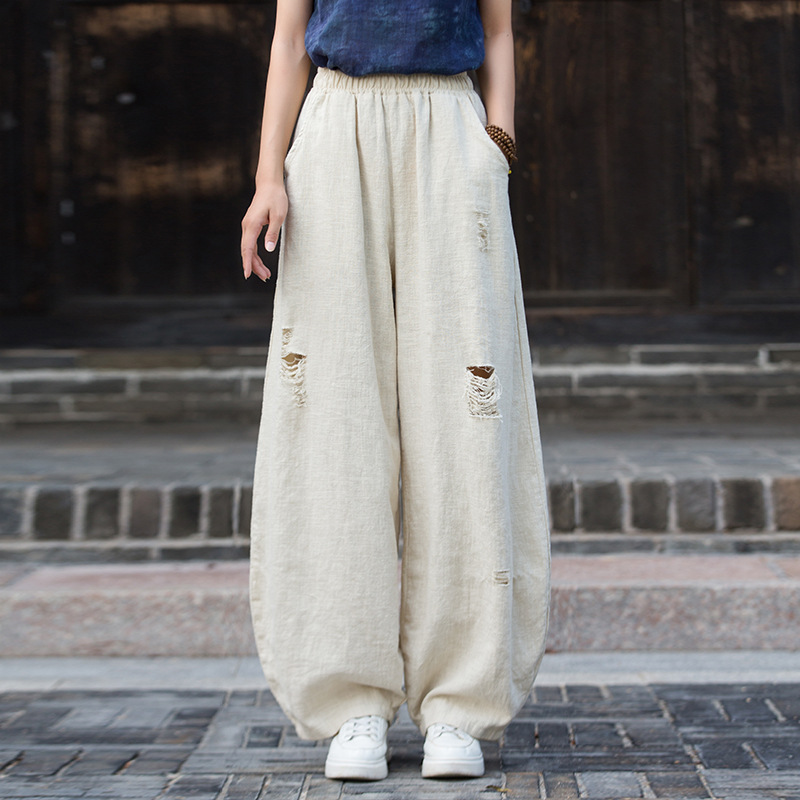 個性小眾 · 「破洞褲」炒色砂洗流浪風燈籠褲