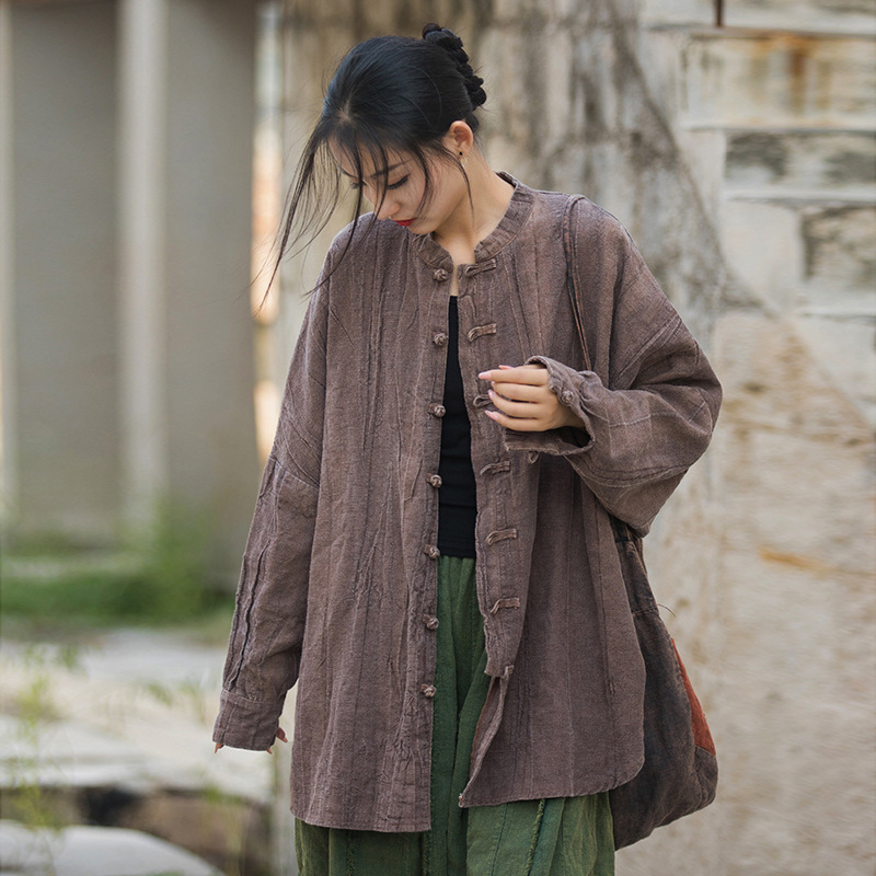 禪意灑脫 · 「茶服外套」紮染做舊砂洗旅拍開襟衫