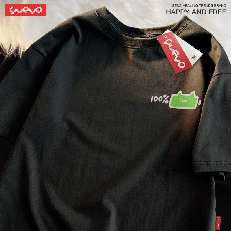 情侶裝 · 「電量貓頭」純棉寬鬆休閒T卹