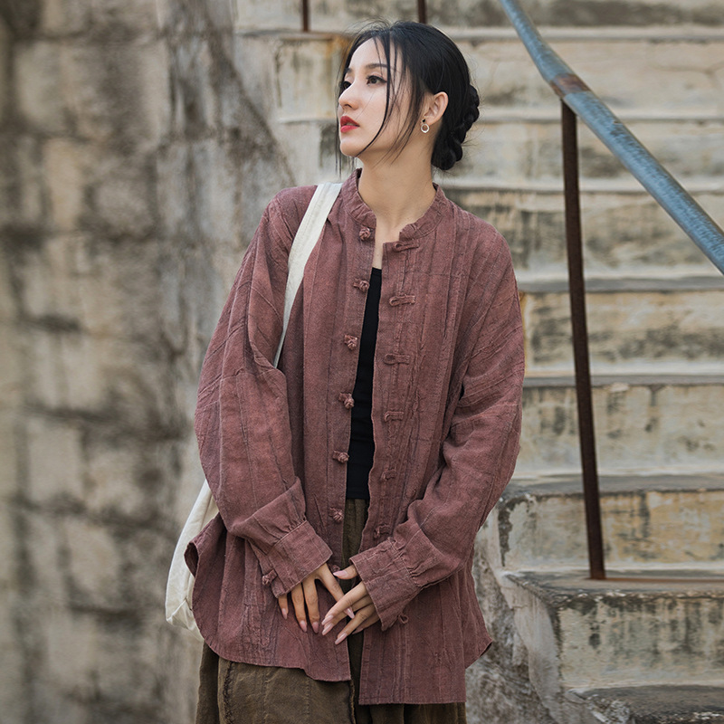 禪意灑脫 · 「茶服外套」紮染做舊砂洗旅拍開襟衫