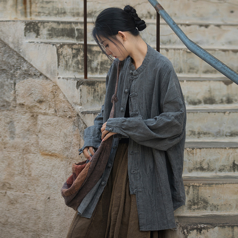 禪意灑脫 · 「茶服外套」紮染做舊砂洗旅拍開襟衫