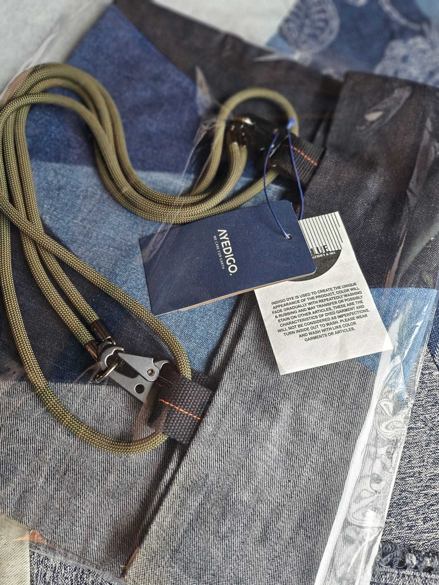 StudioBlue x Ayedigo Geometric Denim Totebag Green Rope