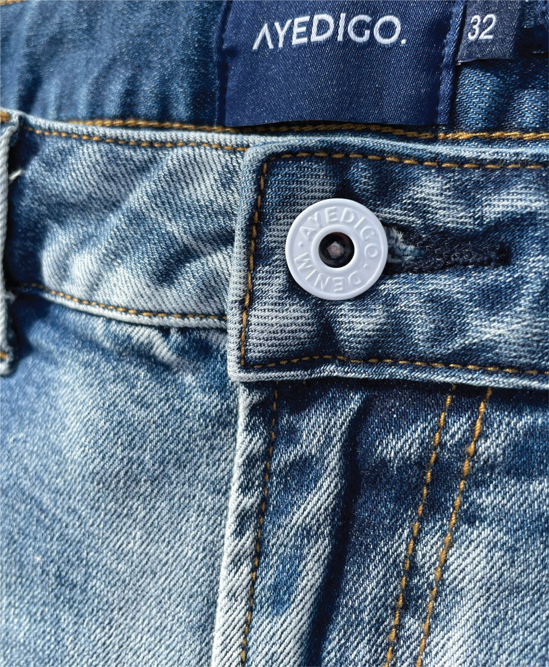 Straight Leg Fit Heavy Distress Wash Jeans