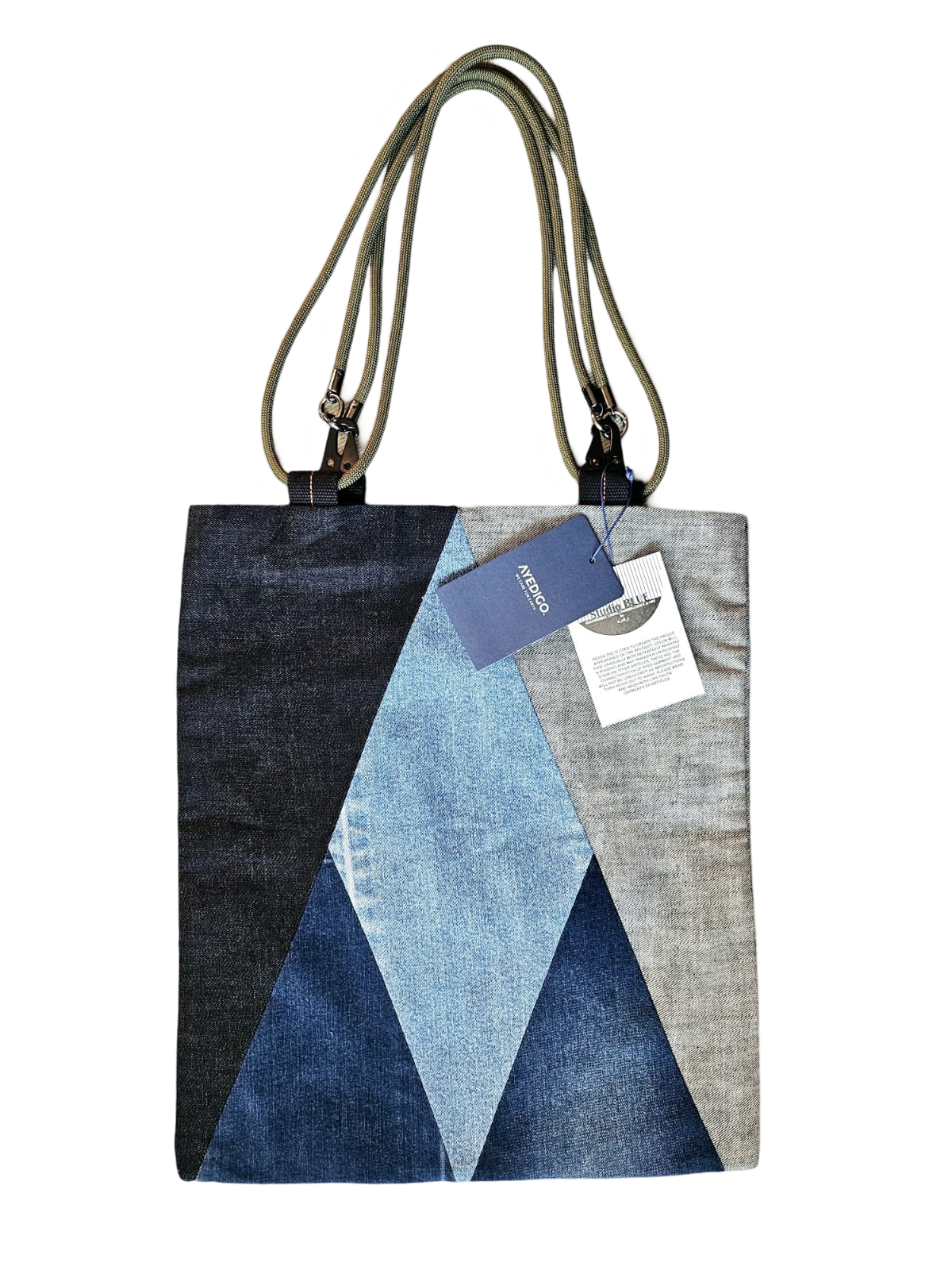 StudioBlue x Ayedigo Geometric Denim Totebag Green Rope