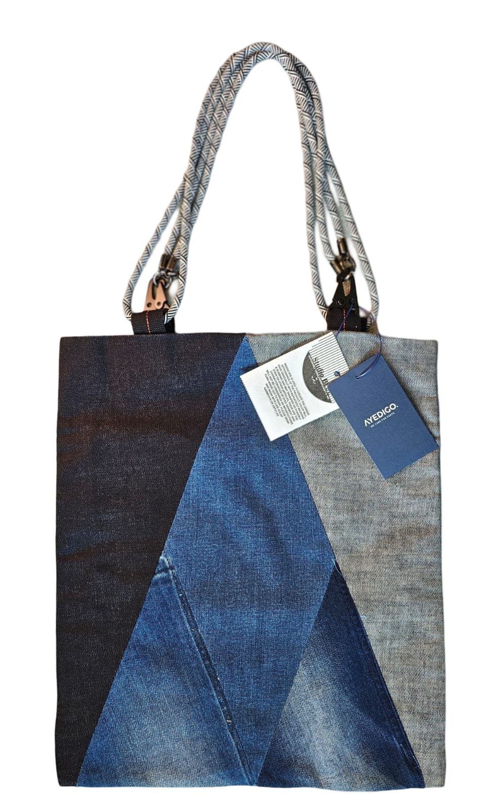 StudioBlue x Ayedigo Geometric Denim Totebag Light Grey Rope Handle