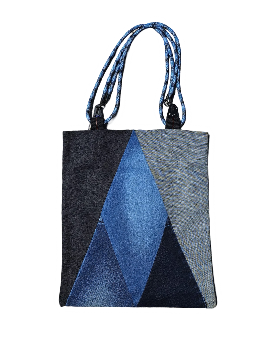 StudioBlue x Ayedigo Geometric Denim Totebag Blue Pattern Rope Handle