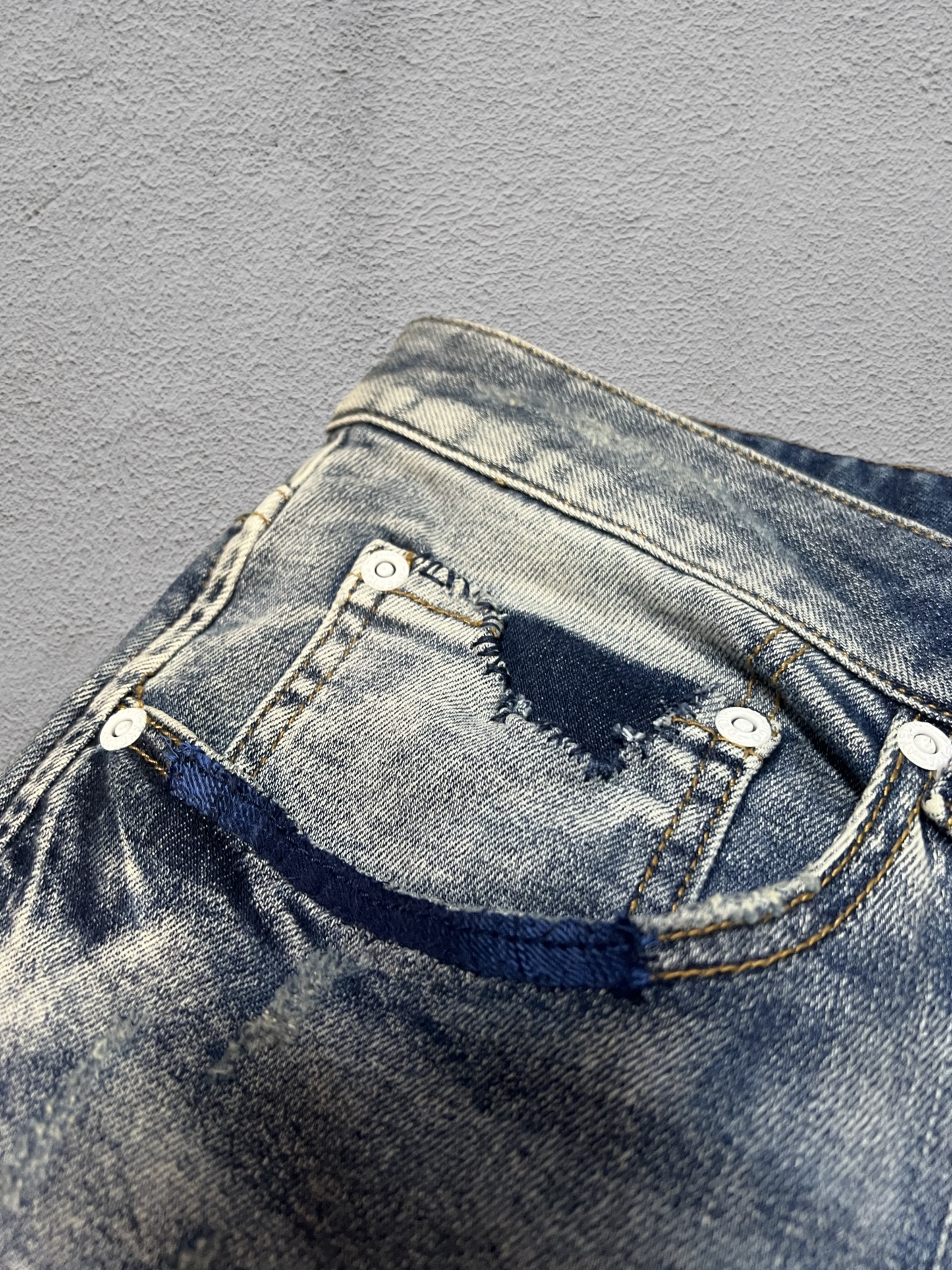 Glaswegian Straight Leg Fit Patchwork Distress Wash Re:/Made Jeans