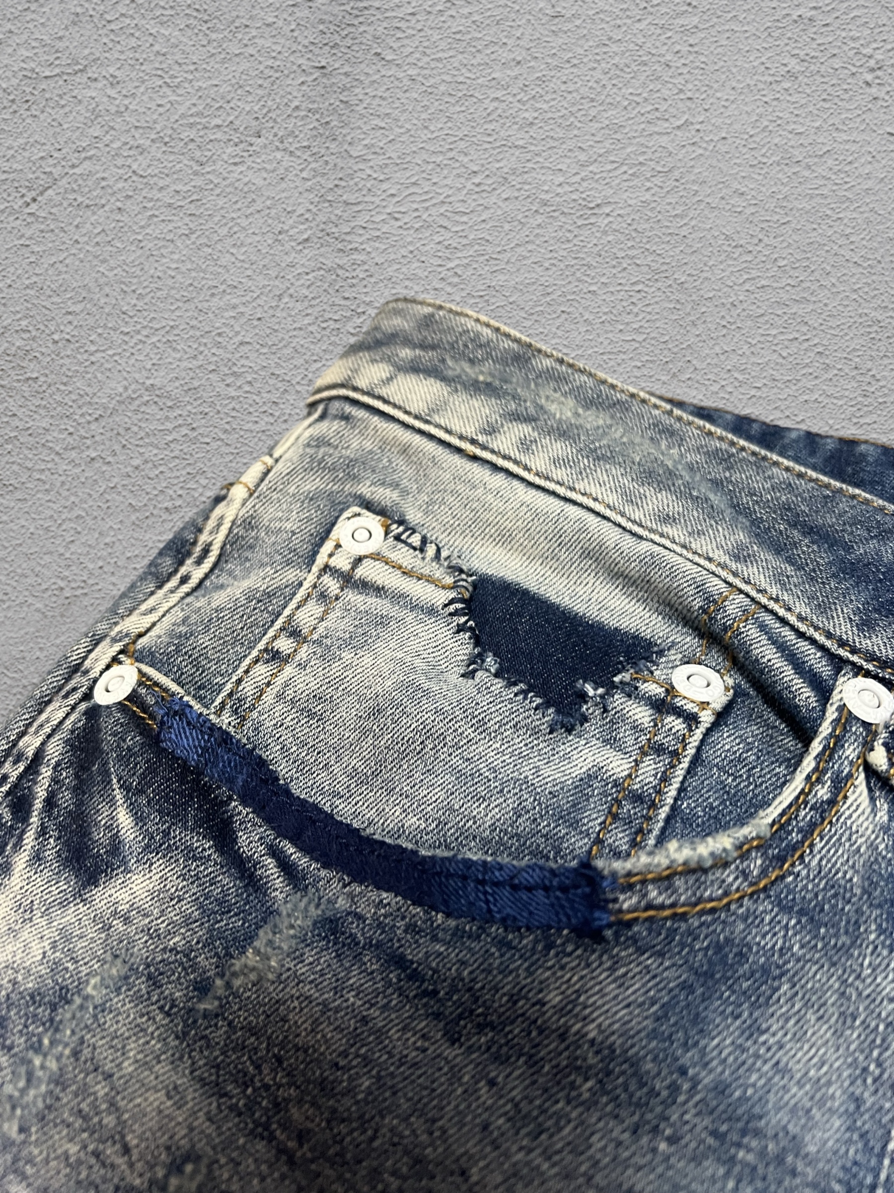 Glaswegian Straight Leg Fit Patchwork Distress Wash Re:/Made Jeans