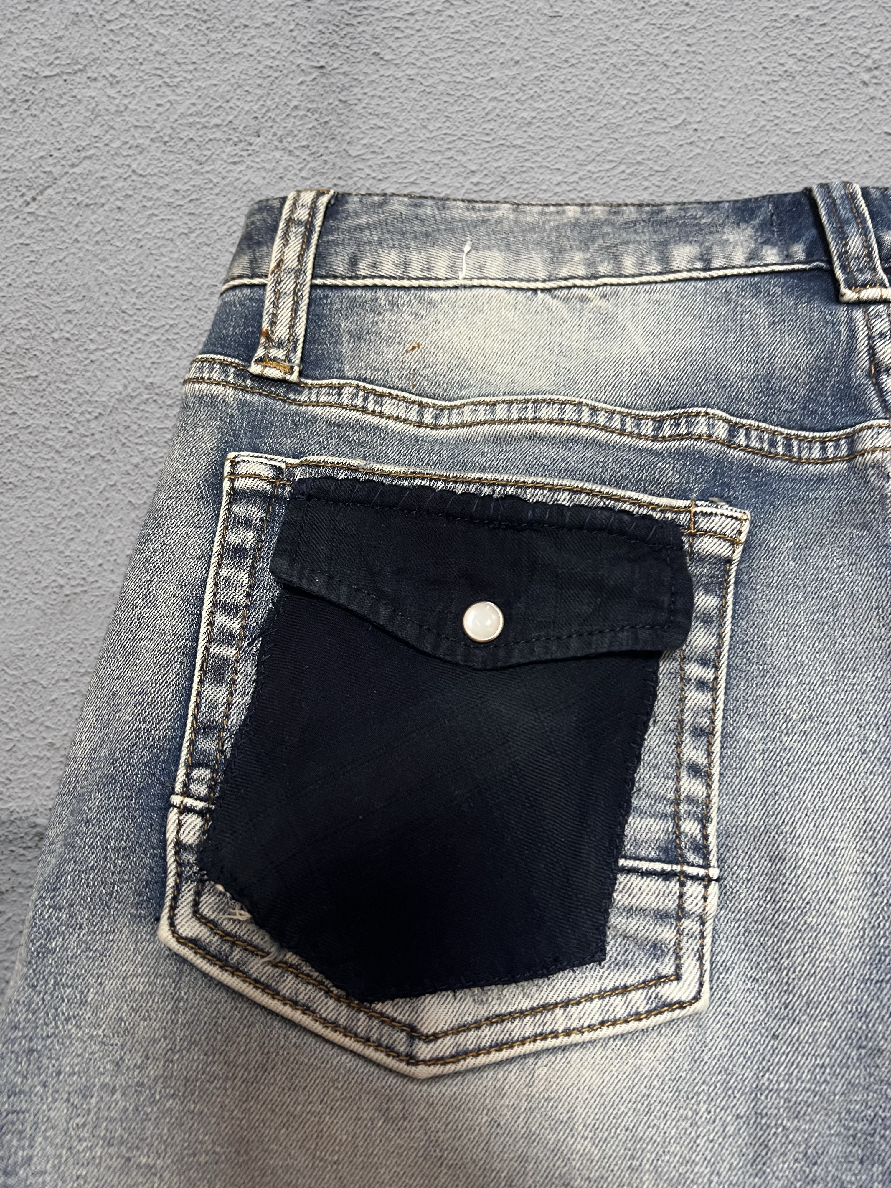 Glaswegian Straight Leg Fit Patchwork Distress Wash Re:/Made Jeans