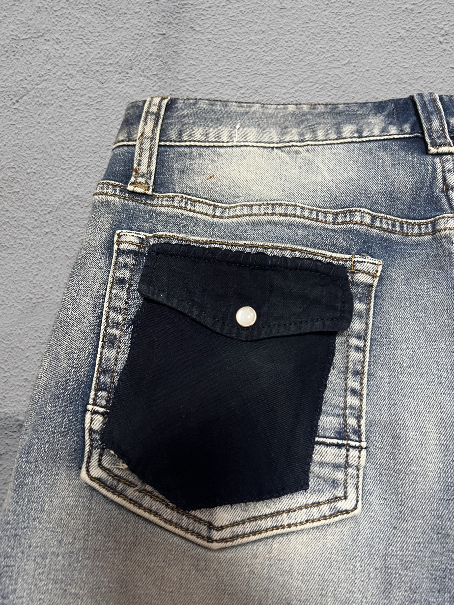 Glaswegian Straight Leg Fit Patchwork Distress Wash Re:/Made Jeans