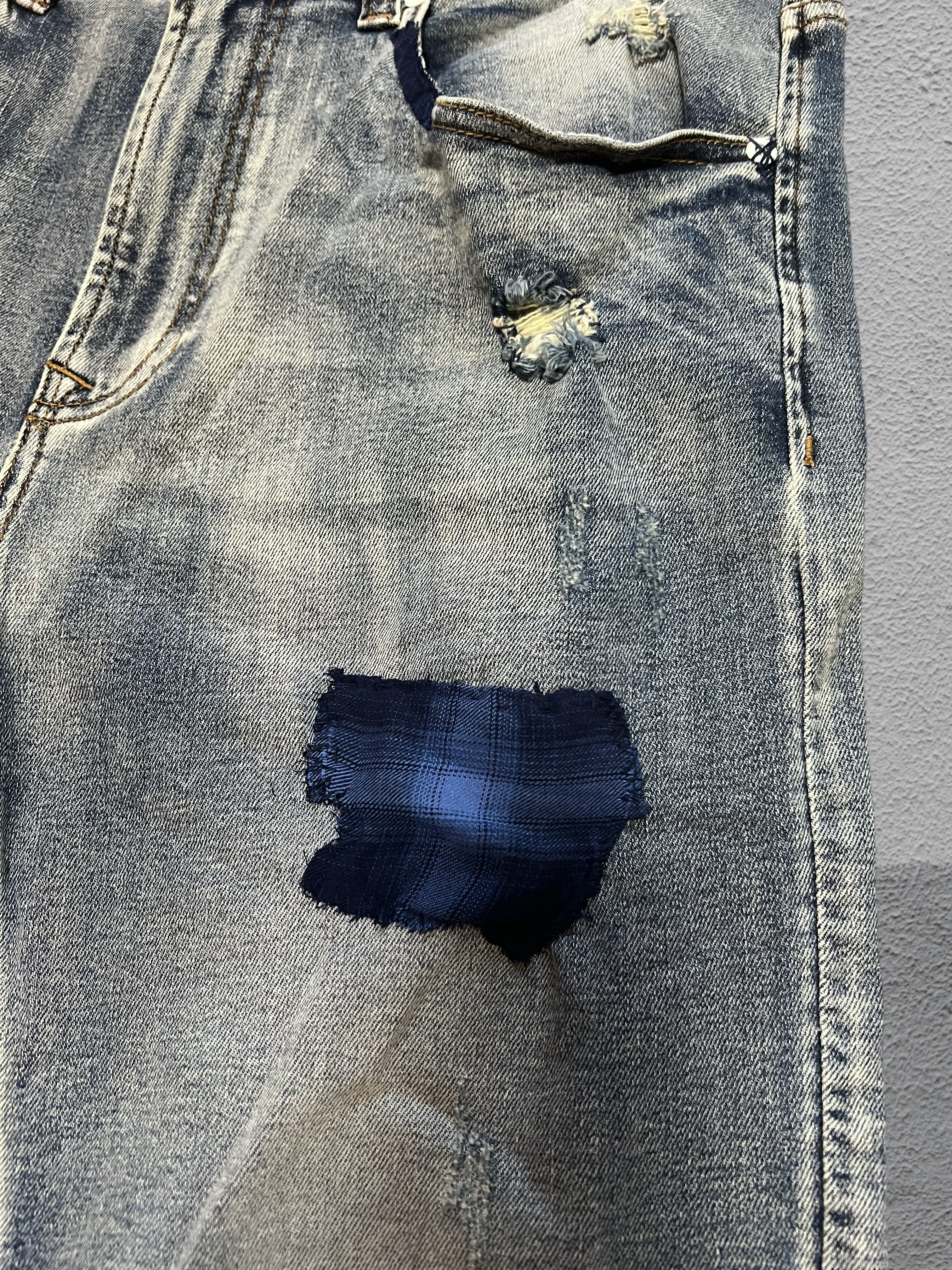 Glaswegian Straight Leg Fit Patchwork Distress Wash Re:/Made Jeans