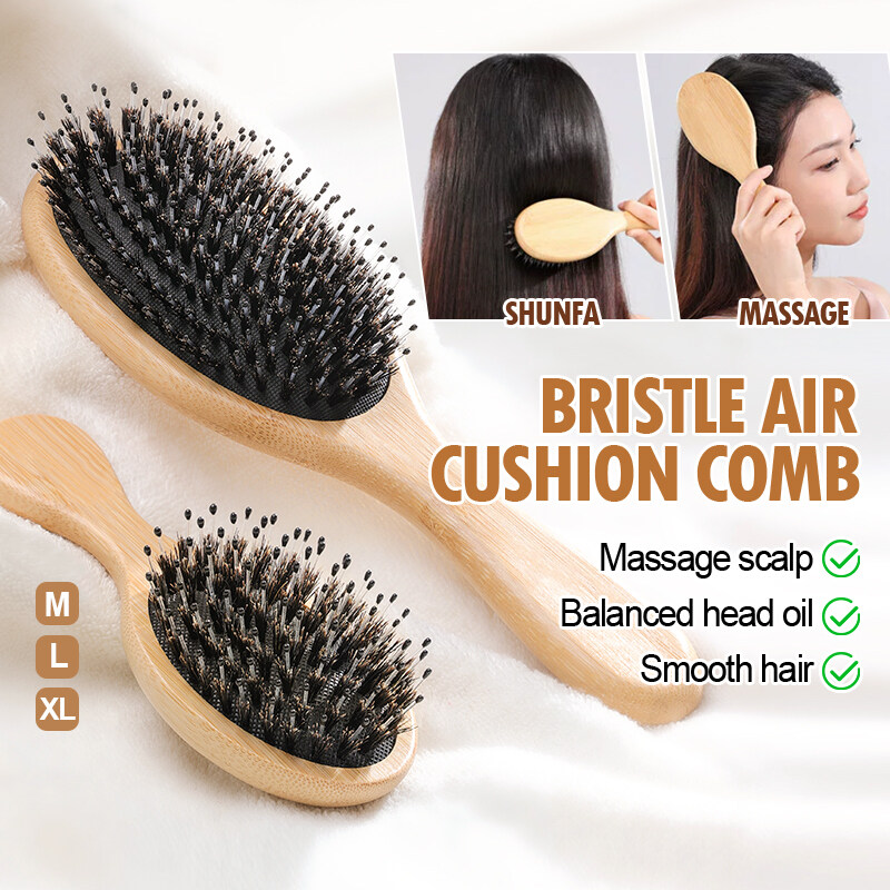 Boar bristle comb, comb reduces hair loss and makes hair shiny