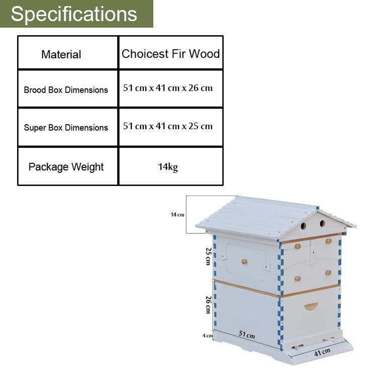 Painted Auto Flow Bee Hives Beekeeping Brood House Bee Boxes &7 Beehive Frames
