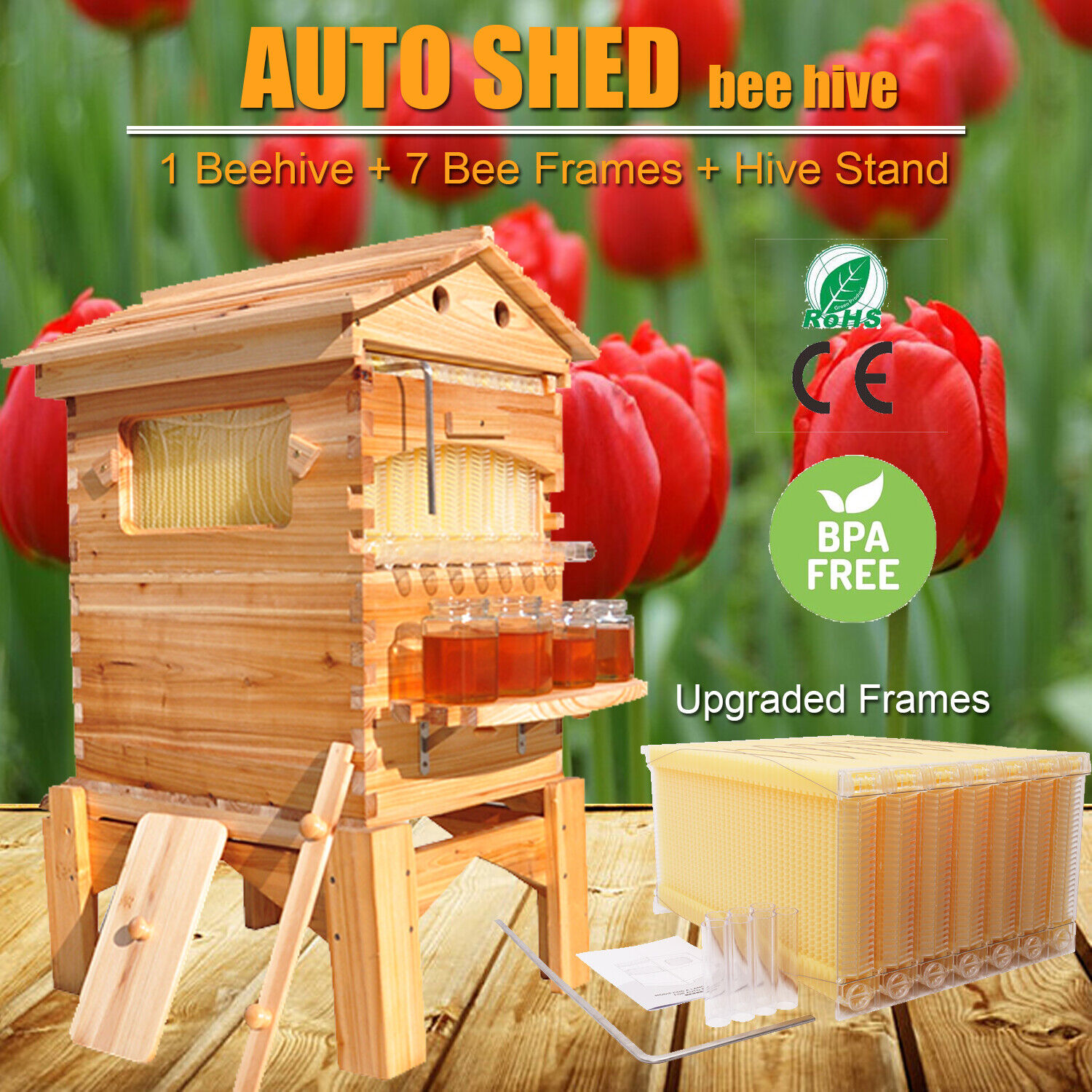 Auto Flowing Bee Hives Beekeeping Boxes Honey House + 7 x Beekeep Frames + HAVE STAND US