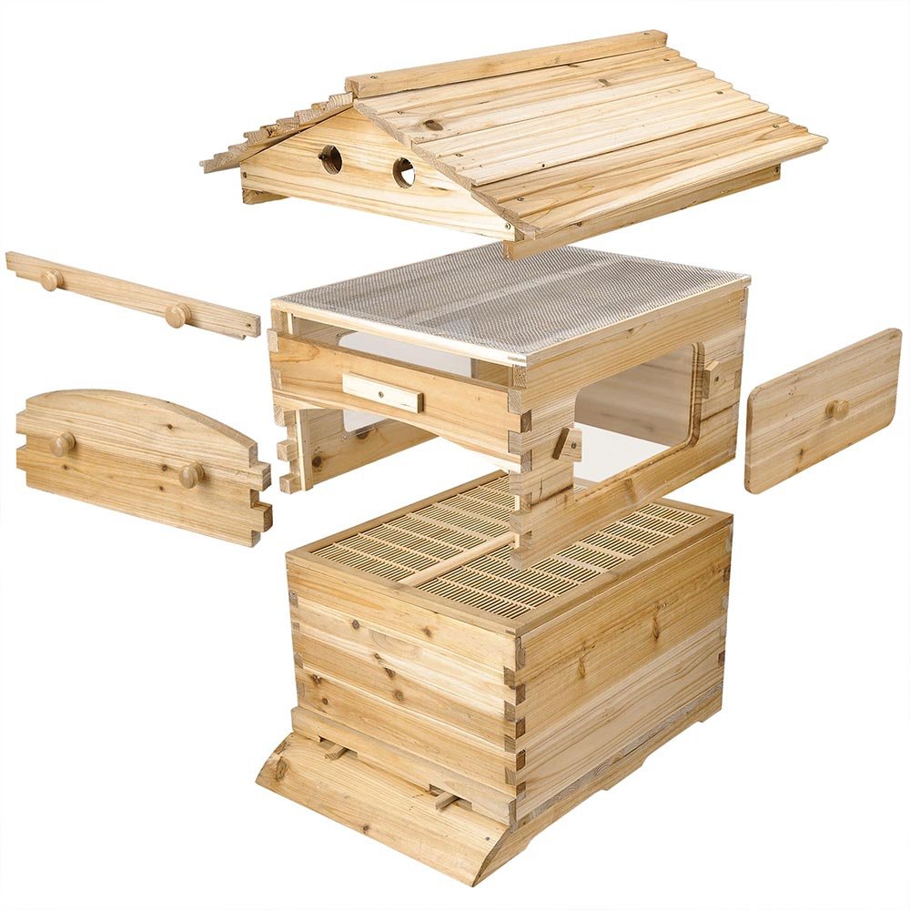 7 Auto Beehives Frames + 10 Bee Frames Foundations + 2 Hive Box Brood Super Box