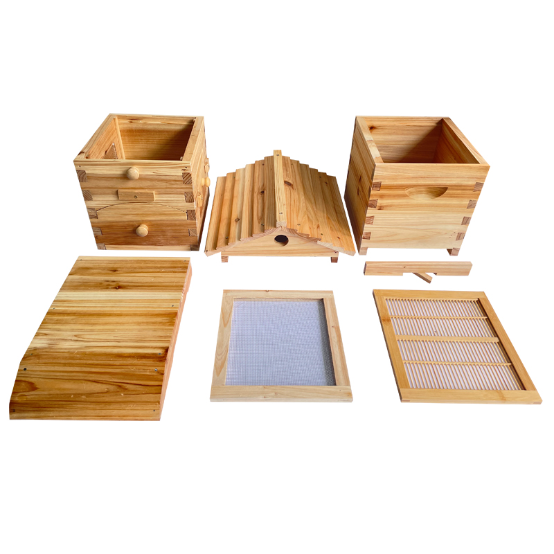 Mini Auto Flow Beehive Beekeeping Boxes Fir Wooden Bee Hive + 4 flow frames + 6 Bee Foundation Deep Bee Hive Wax Foundation Bee Hive Frames