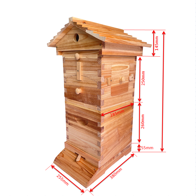Mini Auto Flow Beehive Beekeeping Boxes Fir Wooden Bee Hive + 4 flow frames + 6 Bee Foundation Deep Bee Hive Wax Foundation Bee Hive Frames
