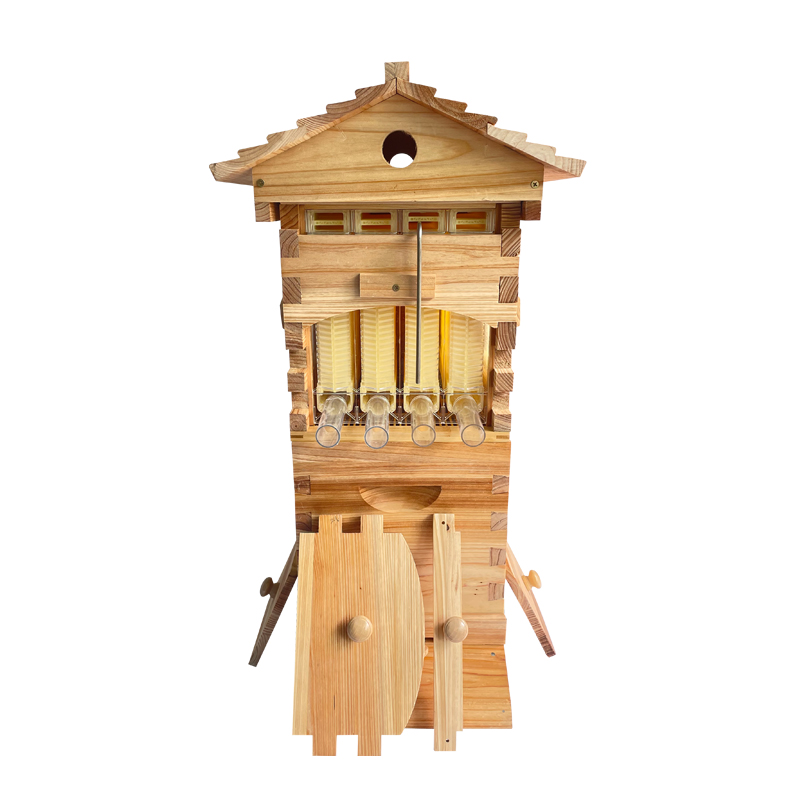 Mini Auto Flow Beehive Beekeeping Boxes Fir Wooden Bee Hive + 4 flow frames + 6 Bee Foundation Deep Bee Hive Wax Foundation Bee Hive Frames