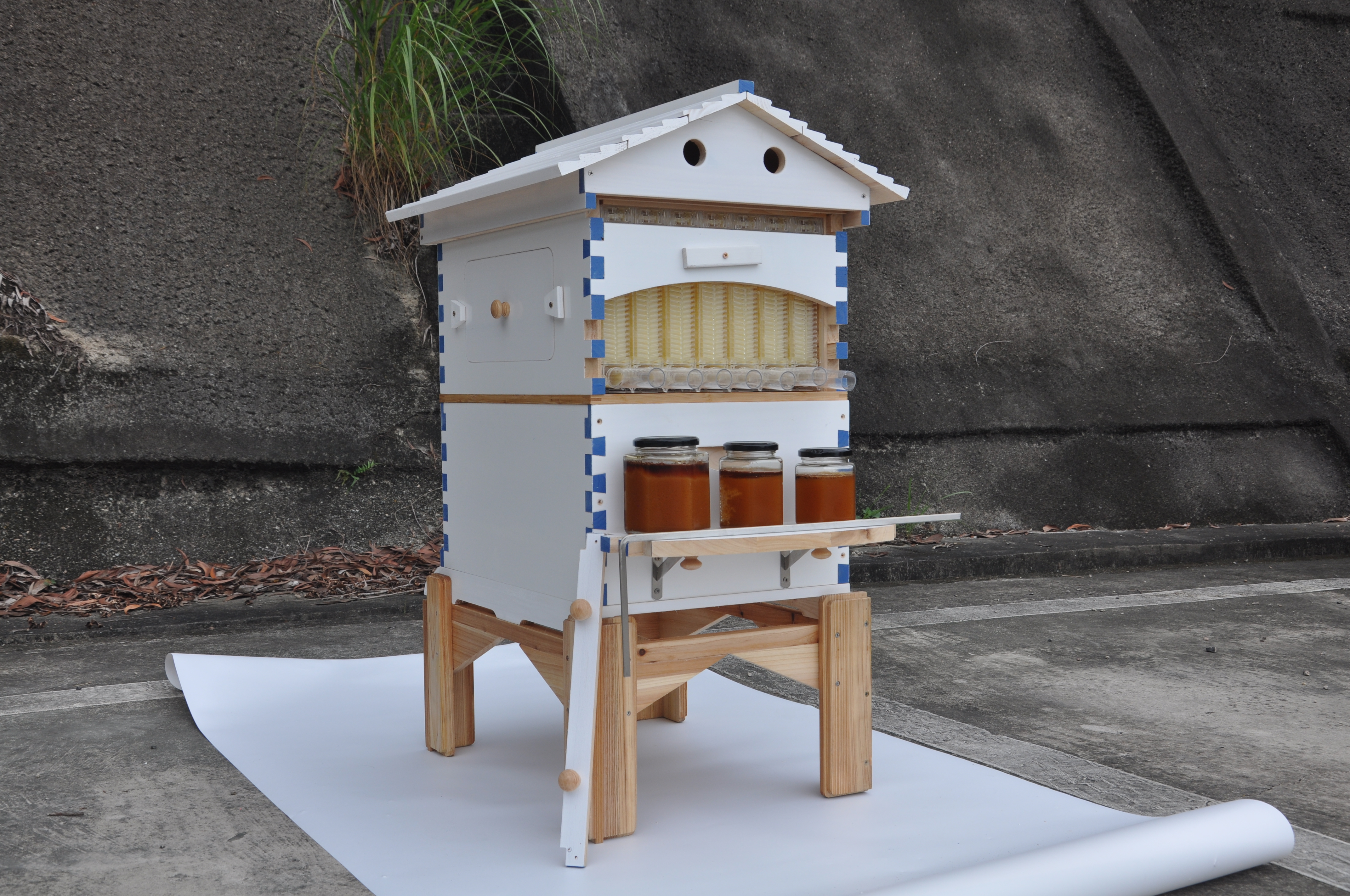 US STOCK Wooden Auto Flow Beehives Beekeeping Boxes + 7x Bee Hives Frames+ Box Stand