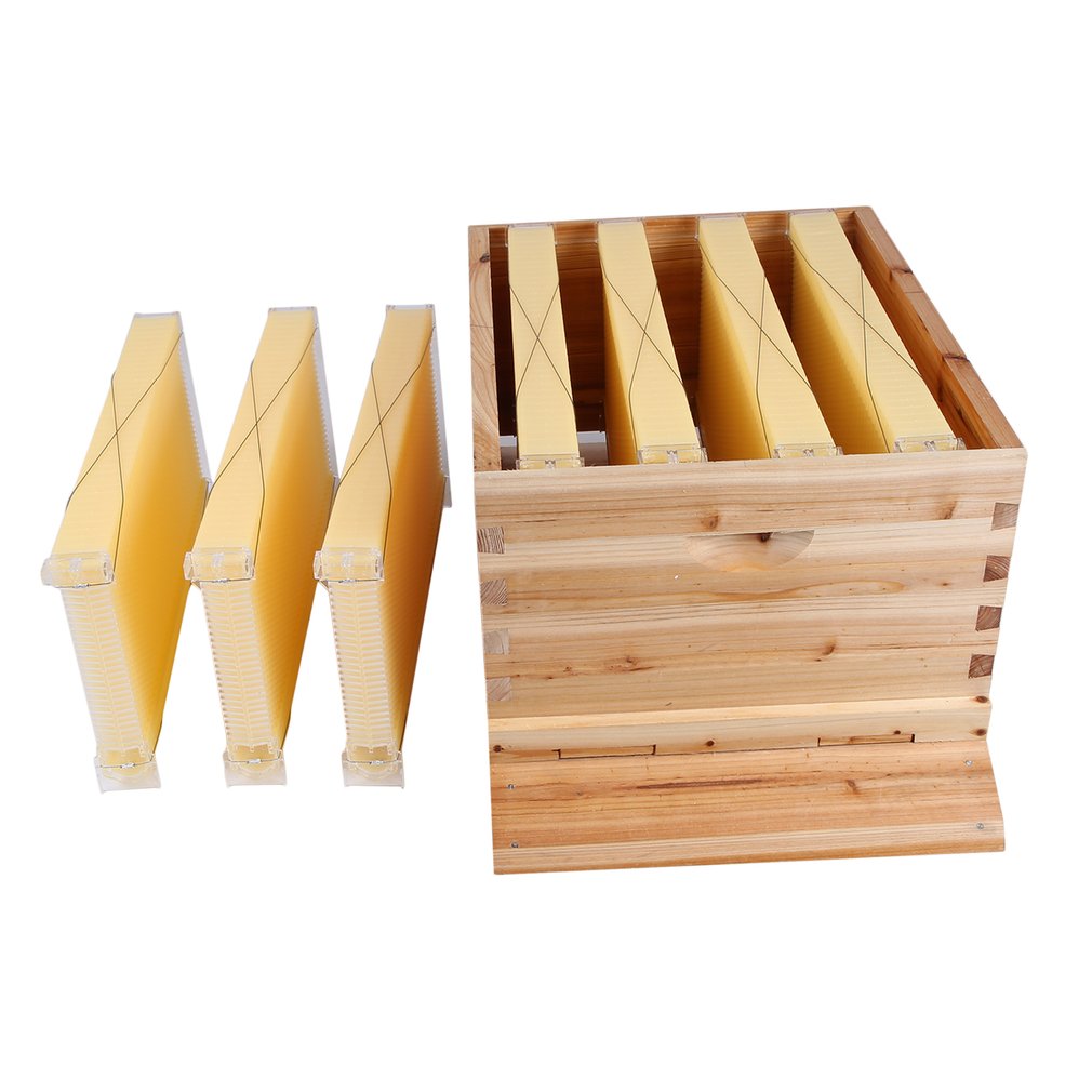 Auto Flow Bee Hive Boxes House Beehives + 7 Beekeeping Plastic Frames BPA Free