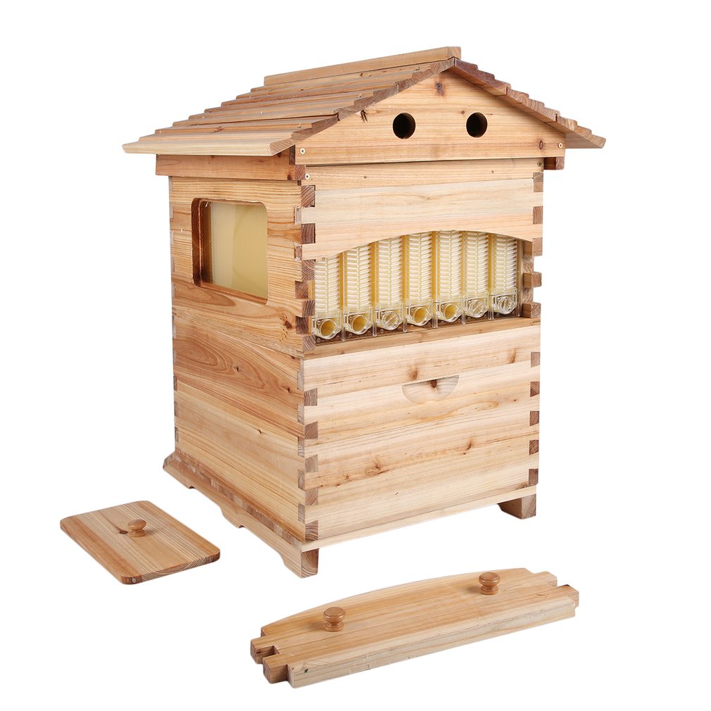 Auto Flow Bee Hive Boxes House Beehives + 7 Beekeeping Plastic Frames BPA Free