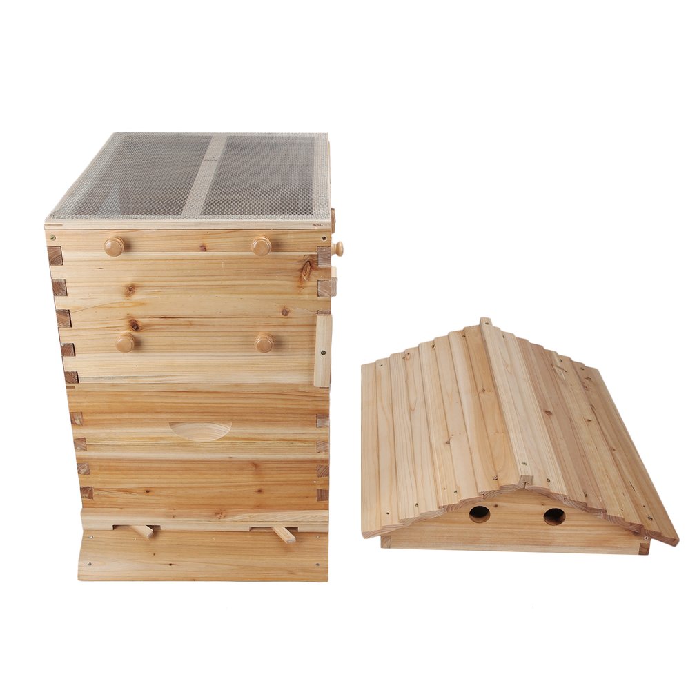 CA Auto Flow Bee Hive Boxes House Beehives + 7 Beekeeping Plastic Frames BPA Free