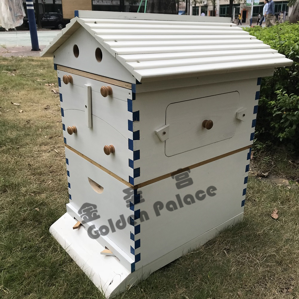 US STOCK Wooden Auto Flow Beehives Beekeeping Boxes + 7x Bee Hives Frames+ Box Stand