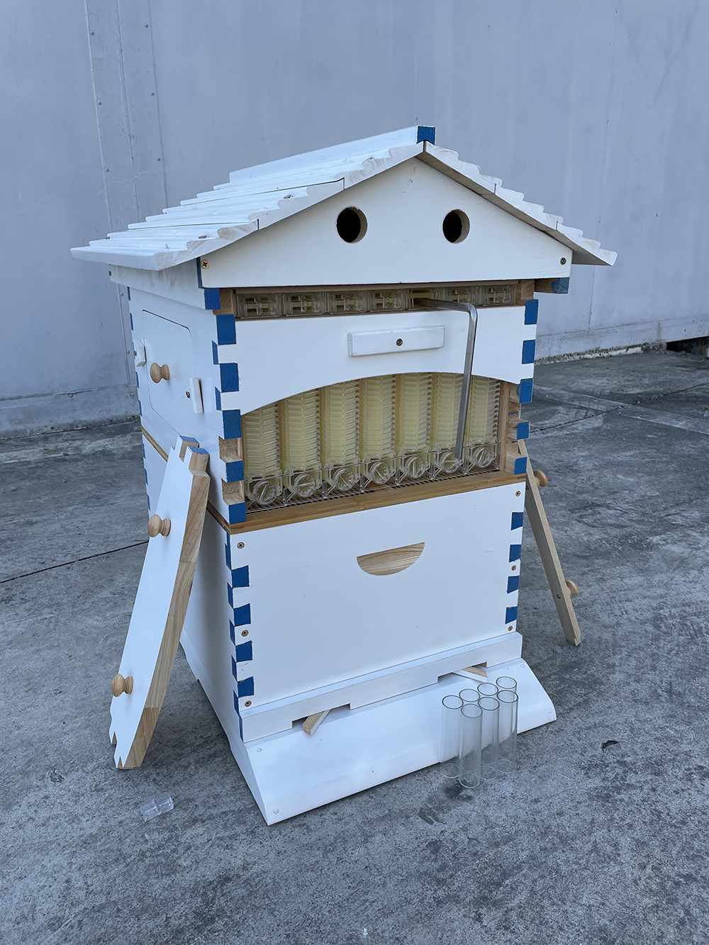 Painted Auto Flow Bee Hives Beekeeping Brood House Bee Boxes &7 Beehive Frames
