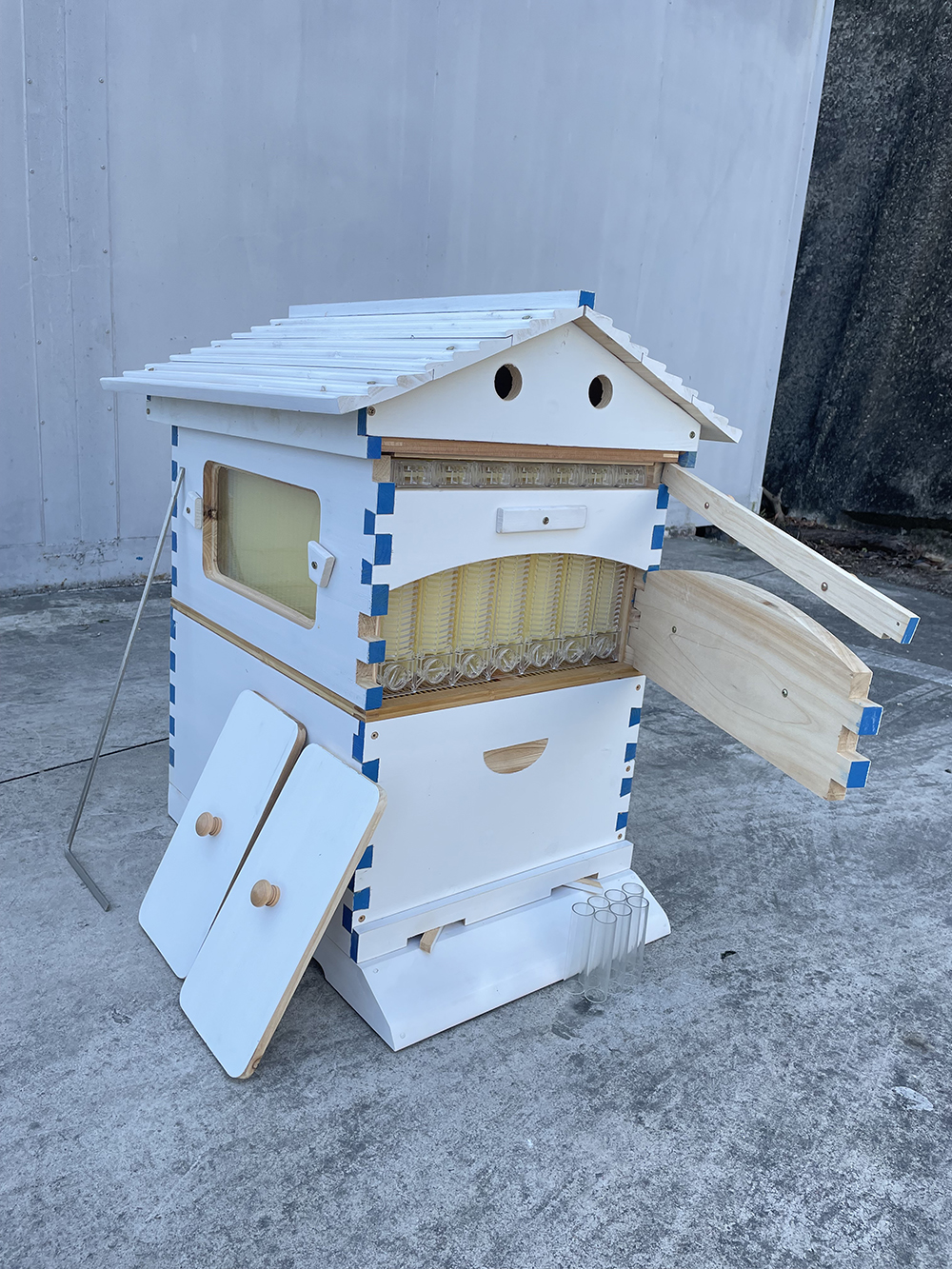 US STOCK Wooden Auto Flow Beehives Beekeeping Boxes + 7x Bee Hives Frames+ Box Stand