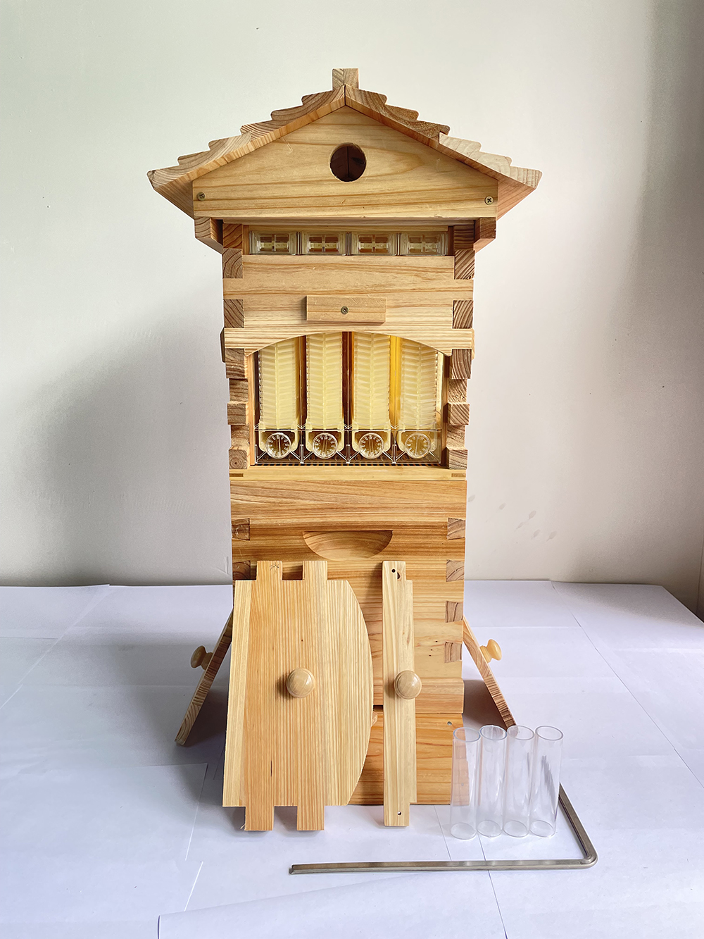 Auto Flow Bee Hives Honey Boxes Beehive + 4 x Beekeeping Frames +6 Bee Foundations with frames