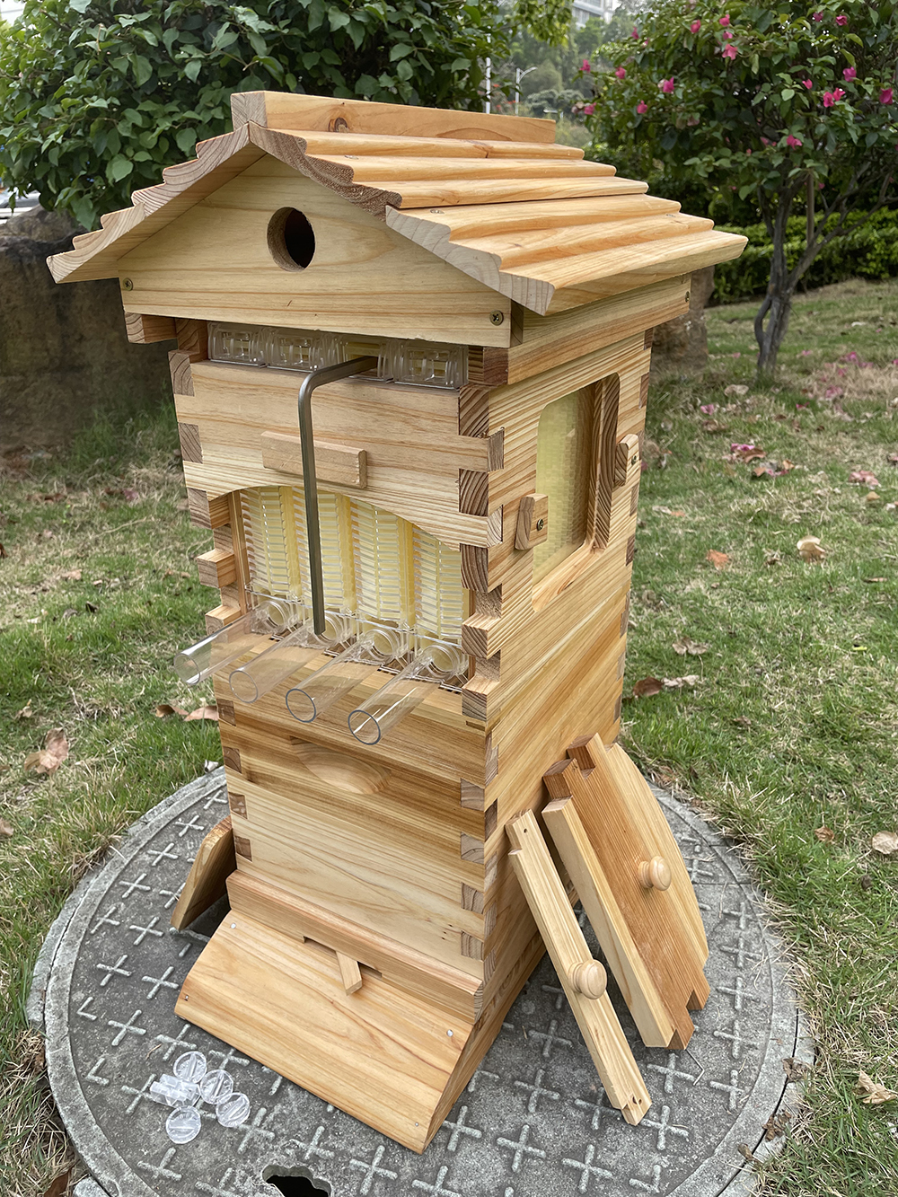 Auto Flow Bee Hives Honey Boxes Beehive + 4 x Beekeeping Frames +6 Bee Foundations with frames