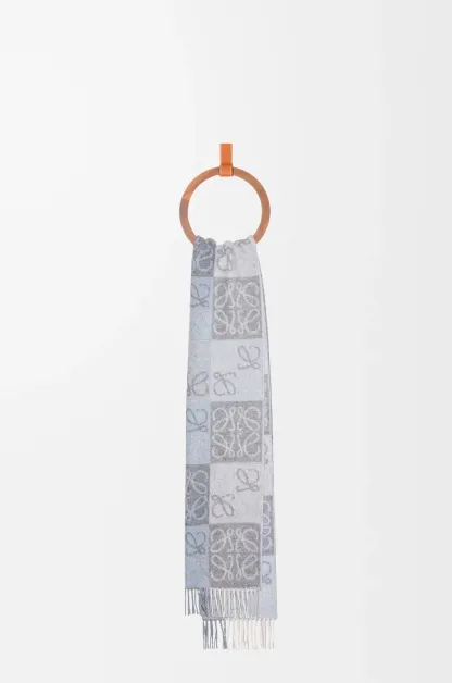 チェッカーボード スカーフ（ウール＆カシミヤ）